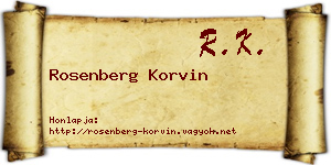 Rosenberg Korvin névjegykártya